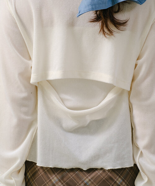 Kastane（カスタネ）の「【初夏まで着れる】BACK開きチュールTEE（Tシャツ/カットソー・レディース・アイボリー/ピンク/カーキ/ブルー・FREE）」の8枚目の写真