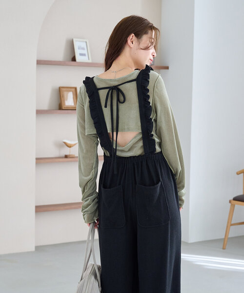 Kastane（カスタネ）の「【初夏まで着れる】BACK開きチュールTEE（Tシャツ/カットソー・レディース・アイボリー/ピンク/カーキ/ブルー・FREE）」の12枚目の写真