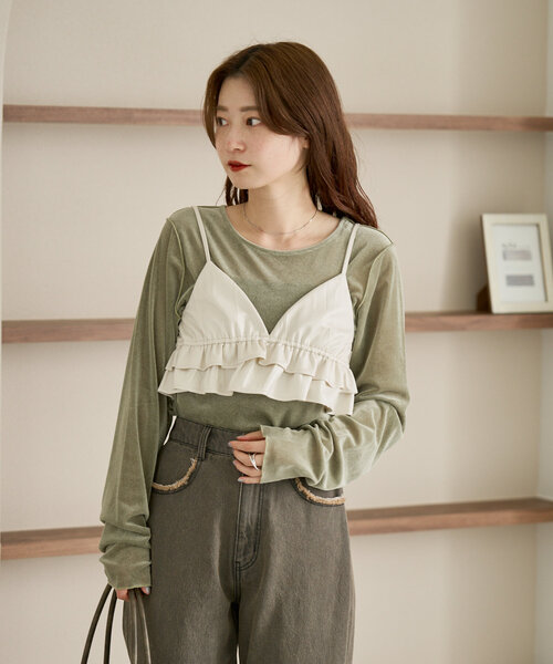 Kastane（カスタネ）の「【初夏まで着れる】BACK開きチュールTEE（Tシャツ/カットソー・レディース・アイボリー/ピンク/カーキ/ブルー・FREE）」の17枚目の写真