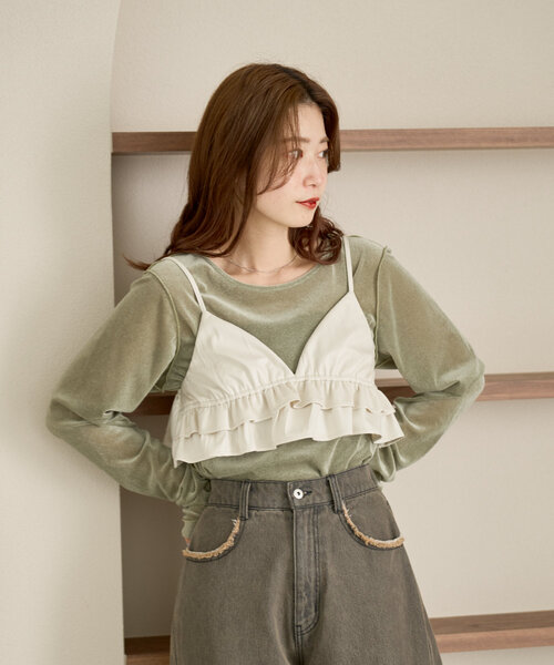 Kastane（カスタネ）の「【初夏まで着れる】BACK開きチュールTEE（Tシャツ/カットソー・レディース・アイボリー/ピンク/カーキ/ブルー・FREE）」の18枚目の写真