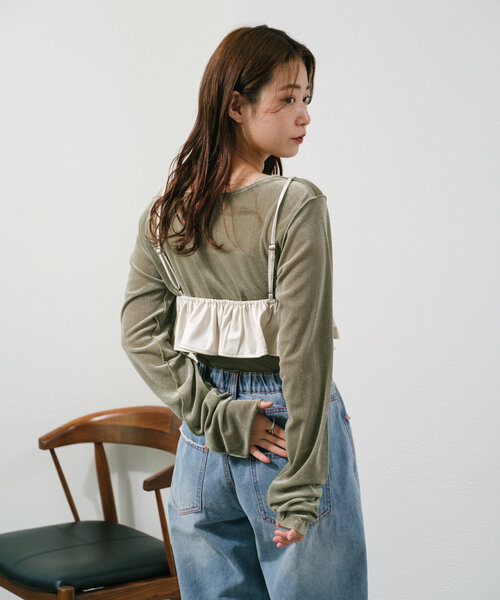 Kastane（カスタネ）の「【初夏まで着れる】BACK開きチュールTEE（Tシャツ/カットソー・レディース・アイボリー/ピンク/カーキ/ブルー・FREE）」の22枚目の写真