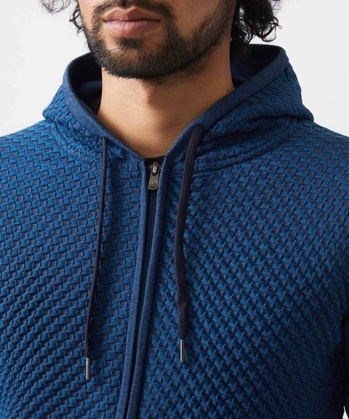 MICHEL KLEIN HOMME (ミッシェルクランオム)の「【セットアップ】ニットZIPアップパーカー(パーカー・メンズ・ブラック/ブルー・MEDIUM/LARGE/X-LARGE)」の15枚目の写真