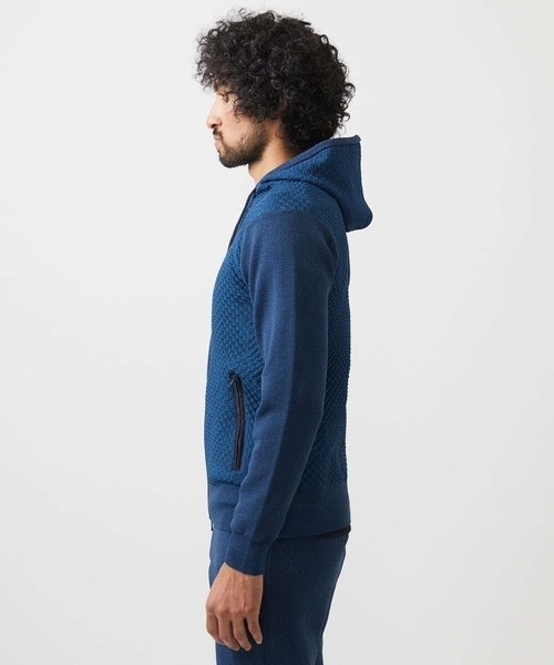 MICHEL KLEIN HOMME (ミッシェルクランオム)の「【セットアップ】ニットZIPアップパーカー(パーカー・メンズ・ブラック/ブルー・MEDIUM/LARGE/X-LARGE)」の8枚目の写真