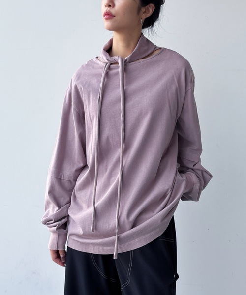 VACANCY(ヴァカンシー)の「スカーフ2wayピグメントトップス(Tシャツ/カットソー・レディース・ピンク/ホワイト/チャコールグレー・FREE)」の3枚目の写真