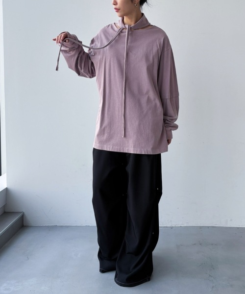 VACANCY(ヴァカンシー)の「スカーフ2wayピグメントトップス(Tシャツ/カットソー・レディース・ピンク/ホワイト/チャコールグレー・FREE)」の19枚目の写真