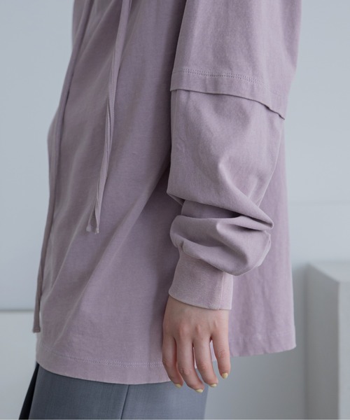 VACANCY(ヴァカンシー)の「スカーフ2wayピグメントトップス(Tシャツ/カットソー・レディース・ピンク/ホワイト/チャコールグレー・FREE)」の4枚目の写真