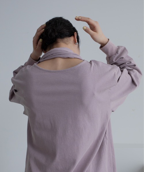 VACANCY(ヴァカンシー)の「スカーフ2wayピグメントトップス(Tシャツ/カットソー・レディース・ピンク/ホワイト/チャコールグレー・FREE)」の7枚目の写真