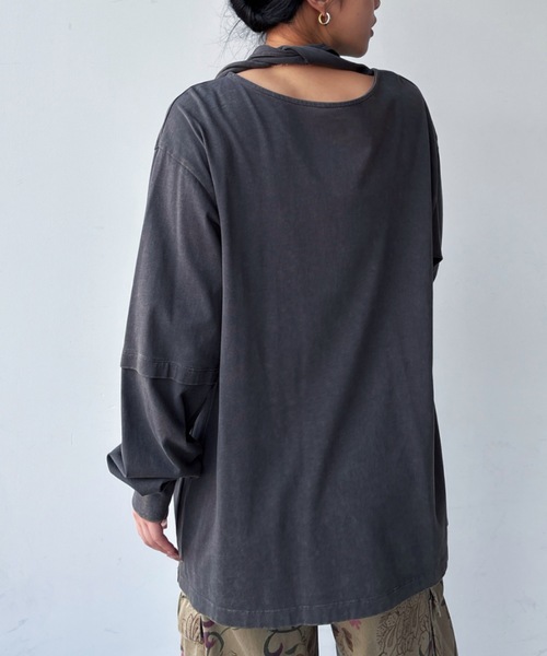 VACANCY(ヴァカンシー)の「スカーフ2wayピグメントトップス(Tシャツ/カットソー・レディース・ピンク/ホワイト/チャコールグレー・FREE)」の14枚目の写真