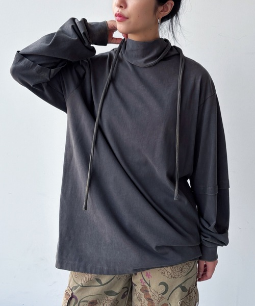 VACANCY(ヴァカンシー)の「スカーフ2wayピグメントトップス(Tシャツ/カットソー・レディース・ピンク/ホワイト/チャコールグレー・FREE)」の13枚目の写真