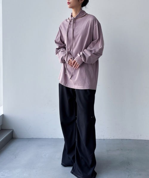 VACANCY(ヴァカンシー)の「スカーフ2wayピグメントトップス(Tシャツ/カットソー・レディース・ピンク/ホワイト/チャコールグレー・FREE)」の18枚目の写真