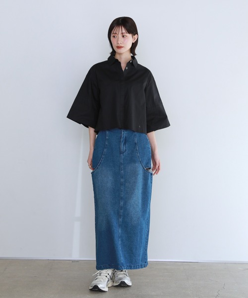 shetila(シェティラ)の「【2デザインから選べる】ワイドスリーブ クロップド 半袖オーバーシャツ(シャツ/ブラウス・レディース・ホワイト/ブルー/ブラック/ブルー系/ブラック系/ホワイト系・FREE)」の16枚目の写真