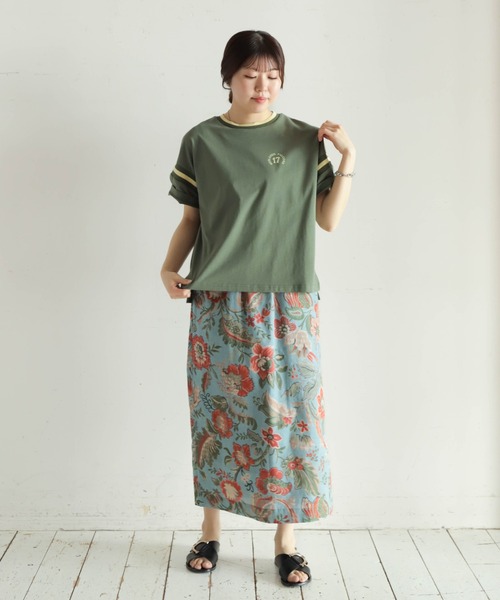 NOMBRE IMPAIR（ノンブルアンペール）の「ラインリブ綿天竺　フットボールTEE（Tシャツ/カットソー・レディース・ライトグレー/カーキ・FREE）」の18枚目の写真