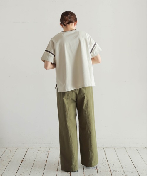 NOMBRE IMPAIR（ノンブルアンペール）の「ラインリブ綿天竺　フットボールTEE（Tシャツ/カットソー・レディース・ライトグレー/カーキ・FREE）」の14枚目の写真