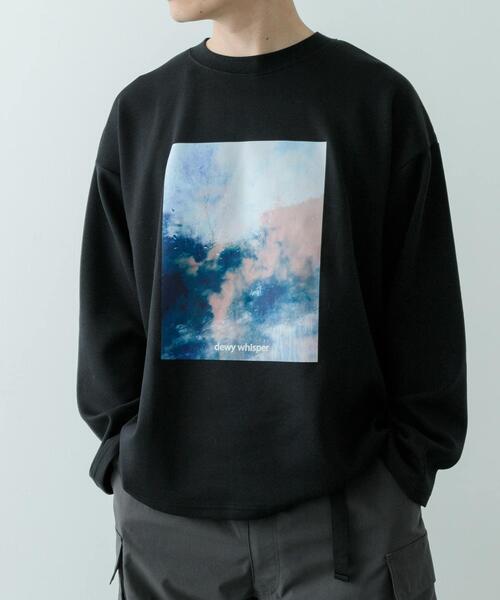 ITEMS URBANRESEARCH(アイテムズ アーバンリサーチ)の「Art Graphic ポンチカットソー Dewy(Tシャツ/カットソー・メンズ・ブラック/ホワイト・MEDIUM/LARGE)」の1枚目の写真