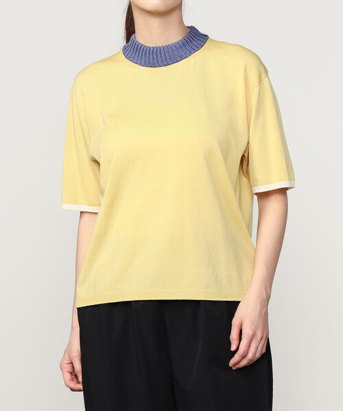 Bshop（ビショップ）の「A MENDA | リンガーニットTシャツ WOMEN