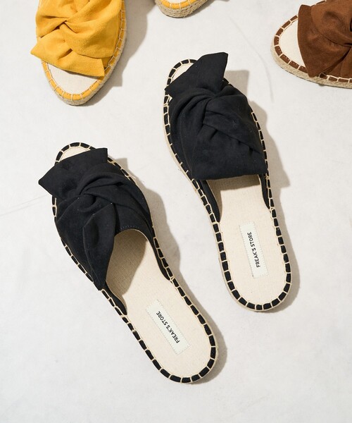 FREAK'S STORE(フリークスストア)の「エスパドリーユ風 リボンサンダル(サンダル・レディース・イエロー/ブラウン/ブラック・36/37/38)」の2枚目の写真