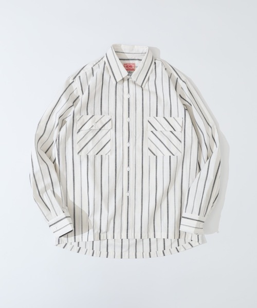 BIG MIKE(ビッグマイク)の「BIG MIKE シャンブレー ストライプ コットン長袖シャツ(シャツ/ブラウス・メンズ・ネイビー/ホワイト・M/L/XL)」の17枚目の写真