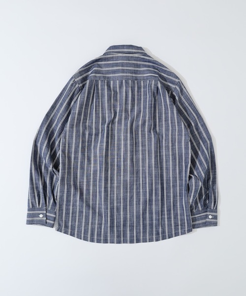 BIG MIKE(ビッグマイク)の「BIG MIKE シャンブレー ストライプ コットン長袖シャツ(シャツ/ブラウス・メンズ・ネイビー/ホワイト・M/L/XL)」の14枚目の写真