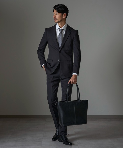 TETE HOMME(テットオム)の「両アオリポケット A4サイズ収納 レザートートバッグ(トートバッグ・メンズ・ブラック系2/ブラック系1・FREE)」の8枚目の写真