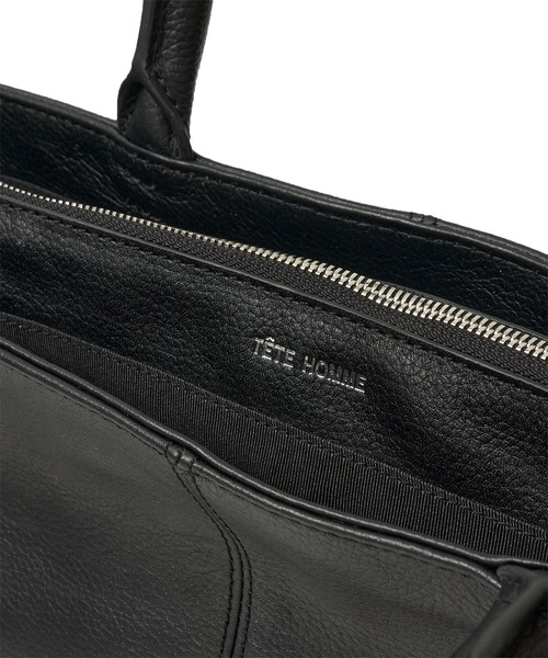 TETE HOMME(テットオム)の「両アオリポケット A4サイズ収納 レザートートバッグ(トートバッグ・メンズ・ブラック系2/ブラック系1・FREE)」の11枚目の写真