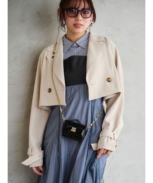 MERCURYDUO（マーキュリーデュオ）の「ショートトレンチ（トレンチコート・レディース・アイボリー/ベージュ・SMALL/MEDIUM）」の2枚目の写真