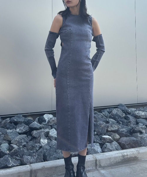 HONEY MI HONEY(ハニーミーハニー)の「denim long one-piece(ワンピース・レディース・ブルー/オフホワイト/サックスブルー/ブラック・FREE)」の18枚目の写真