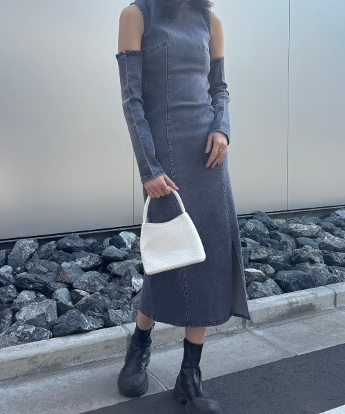 HONEY MI HONEY(ハニーミーハニー)の「denim long one-piece(ワンピース・レディース・ブルー/オフホワイト/サックスブルー/ブラック・FREE)」の19枚目の写真