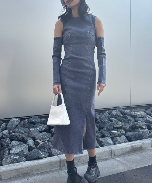 HONEY MI HONEY(ハニーミーハニー)の「denim long one-piece(ワンピース・レディース・ブルー/オフホワイト/サックスブルー/ブラック・FREE)」の17枚目の写真