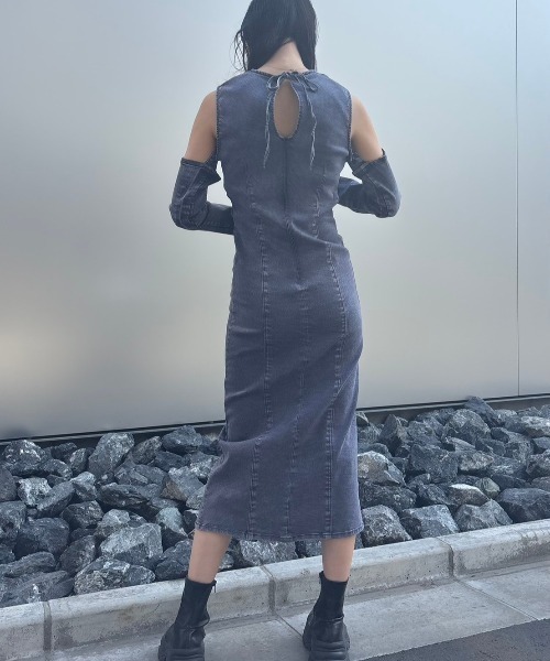 HONEY MI HONEY(ハニーミーハニー)の「denim long one-piece(ワンピース・レディース・ブルー/オフホワイト/サックスブルー/ブラック・FREE)」の20枚目の写真