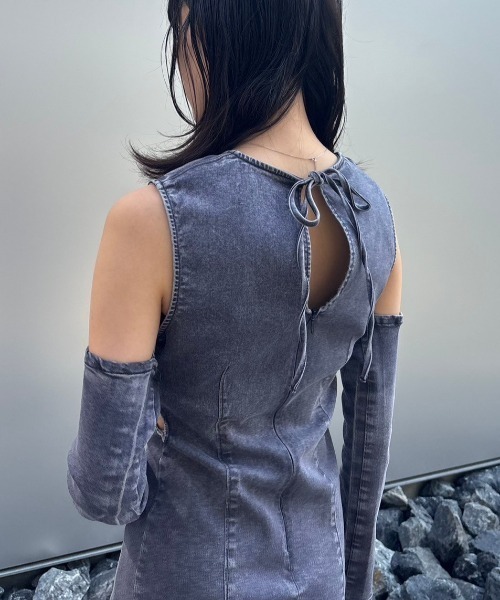HONEY MI HONEY(ハニーミーハニー)の「denim long one-piece(ワンピース・レディース・ブルー/オフホワイト/サックスブルー/ブラック・FREE)」の22枚目の写真