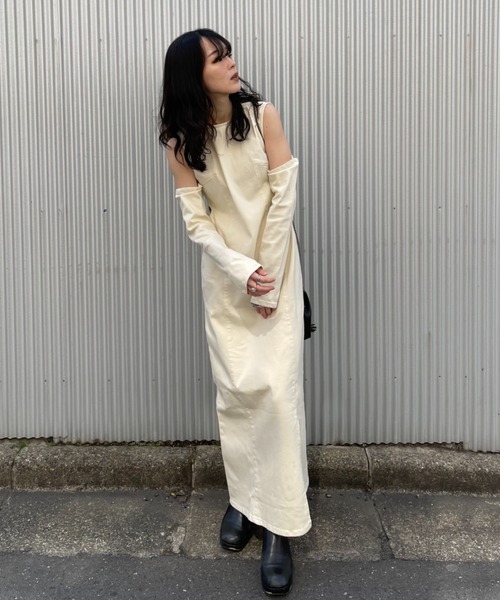 HONEY MI HONEY(ハニーミーハニー)の「denim long one-piece(ワンピース・レディース・ブルー/オフホワイト/サックスブルー/ブラック・FREE)」の5枚目の写真