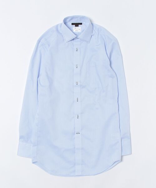 m.f.editorial（エムエフエディトリアル）の「【形態安定 吸水速乾】m.f.エディトリアル メンズ ワイドカラー ビジネスドレス 長袖シャツ（ビジネスシャツ・メンズ・サックスブルー・首回り39cm-裄丈84cm/首回り41cm-裄丈82cm/首回り43cm-裄丈86cm/首回り39cm-裄丈80cm/首回り41cm-裄丈86cm/首回り37cm-裄丈80cm/首回り43cm-裄丈82cm/首回り45cm-裄丈86cm）」の2枚目の写真