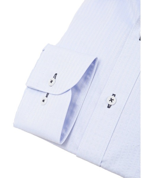 m.f.editorial（エムエフエディトリアル）の「【形態安定 吸水速乾】m.f.エディトリアル メンズ ワイドカラー ビジネスドレス 長袖シャツ（ビジネスシャツ・メンズ・サックスブルー・首回り39cm-裄丈84cm/首回り41cm-裄丈82cm/首回り43cm-裄丈86cm/首回り39cm-裄丈80cm/首回り41cm-裄丈86cm/首回り37cm-裄丈80cm/首回り43cm-裄丈82cm/首回り45cm-裄丈86cm）」の6枚目の写真