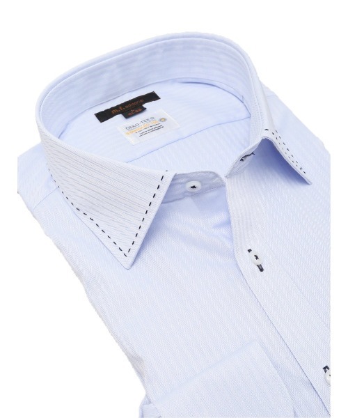 m.f.editorial（エムエフエディトリアル）の「【形態安定 吸水速乾】m.f.エディトリアル メンズ ワイドカラー ビジネスドレス 長袖シャツ（ビジネスシャツ・メンズ・サックスブルー・首回り39cm-裄丈84cm/首回り41cm-裄丈82cm/首回り43cm-裄丈86cm/首回り39cm-裄丈80cm/首回り41cm-裄丈86cm/首回り37cm-裄丈80cm/首回り43cm-裄丈82cm/首回り45cm-裄丈86cm）」の7枚目の写真