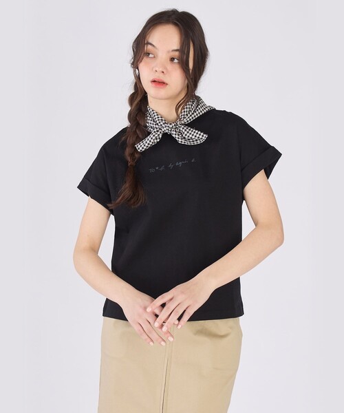 To b. by agnes b.（トゥービーバイアニエスベー）の「ロゴ プリント コットン マカロン Tシャツ（Tシャツ/カットソー・レディース・ブラック・40/38）」の3枚目の写真