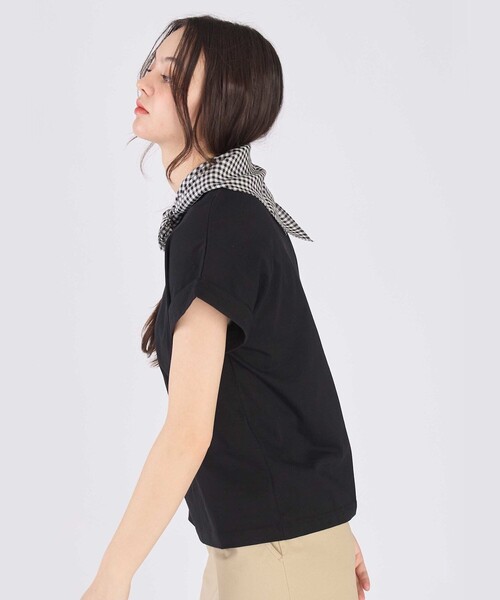 To b. by agnes b.（トゥービーバイアニエスベー）の「ロゴ プリント コットン マカロン Tシャツ（Tシャツ/カットソー・レディース・ブラック・40/38）」の5枚目の写真