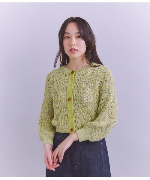SIPULI / シプリ Linen Polyester Yarn 配色ニットカーディガン セール】Linen Polyester Yarn 配色ニットカーディガン（ニット