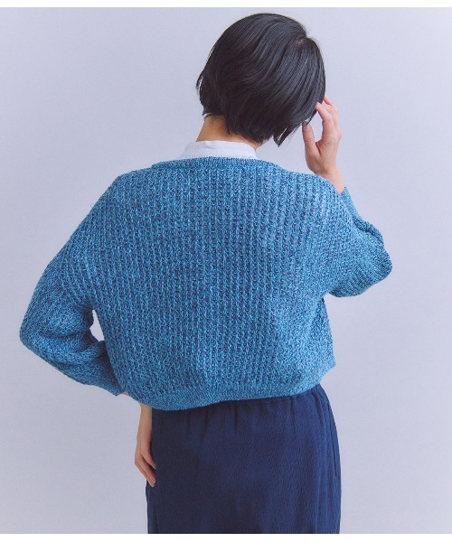 SIPULI(シプリ)の「Linen Polyester Yarn 配色ニットカーディガン(ニット/セーター・レディース・ブルー/イエロー・2)」の7枚目の写真