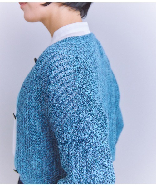 SIPULI(シプリ)の「Linen Polyester Yarn 配色ニットカーディガン(ニット/セーター・レディース・ブルー/イエロー・2)」の9枚目の写真