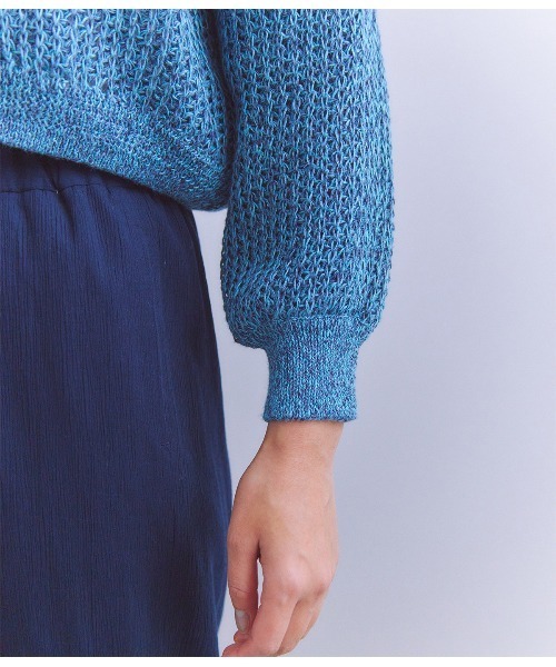SIPULI(シプリ)の「Linen Polyester Yarn 配色ニットカーディガン(ニット/セーター・レディース・ブルー/イエロー・2)」の10枚目の写真