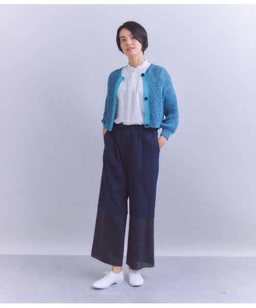 SIPULI(シプリ)の「Linen Polyester Yarn 配色ニットカーディガン(ニット/セーター・レディース・ブルー/イエロー・2)」の16枚目の写真