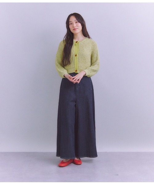 SIPULI(シプリ)の「Linen Polyester Yarn 配色ニットカーディガン(ニット/セーター・レディース・ブルー/イエロー・2)」の4枚目の写真