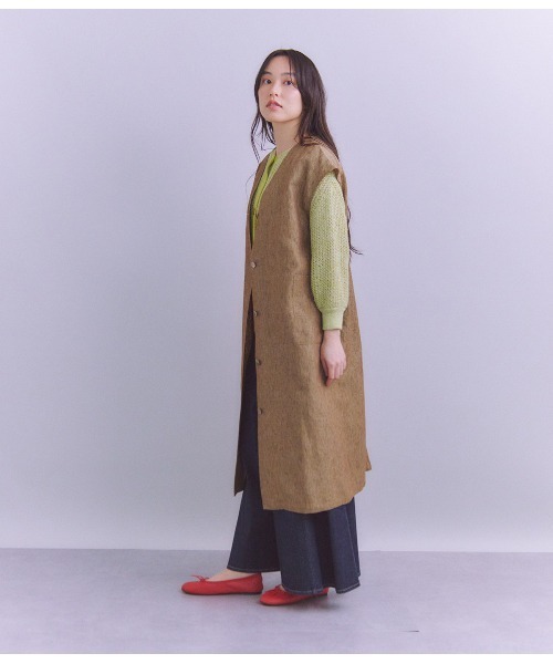 SIPULI(シプリ)の「Linen Polyester Yarn 配色ニットカーディガン(ニット/セーター・レディース・ブルー/イエロー・2)」の5枚目の写真