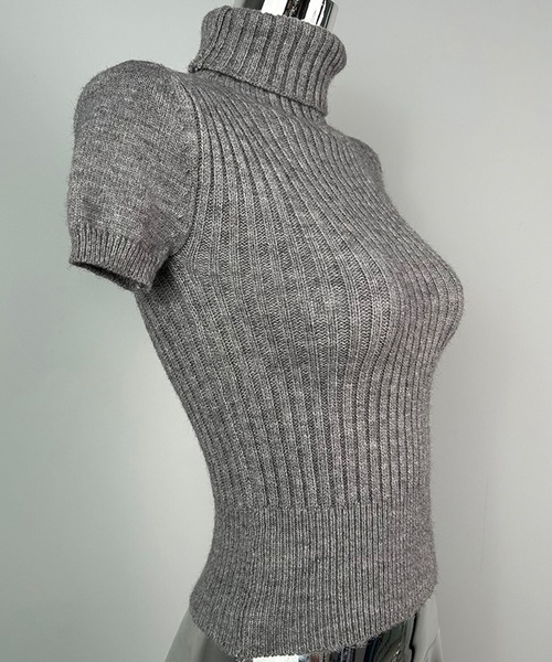 Lace Ladies(レースレディース)の「ハイネック クロップド リブ 半袖 ニット プルオーバー(ニット/セーター・レディース・ブラック/グレー/ホワイト・FREE)」の17枚目の写真