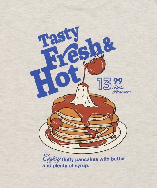 SPINNS(スピンズ)の「半袖オーバーサイズTシャツ/ホットケーキオバケ(Tシャツ/カットソー・レディース・オフホワイト/スミクロ/オートミール・ONESIZE)」の18枚目の写真