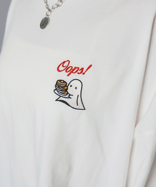 SPINNS(スピンズ)の「半袖オーバーサイズTシャツ/ホットケーキオバケ(Tシャツ/カットソー・レディース・オフホワイト/スミクロ/オートミール・ONESIZE)」の16枚目の写真