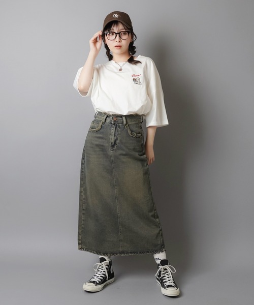 SPINNS(スピンズ)の「半袖オーバーサイズTシャツ/ホットケーキオバケ(Tシャツ/カットソー・レディース・オフホワイト/スミクロ/オートミール・ONESIZE)」の15枚目の写真