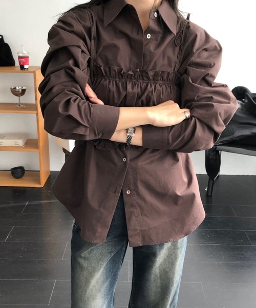ギャザーフリルキャミ ギャザーフリルキャミセットオーバーサイズシャツ（シャツ