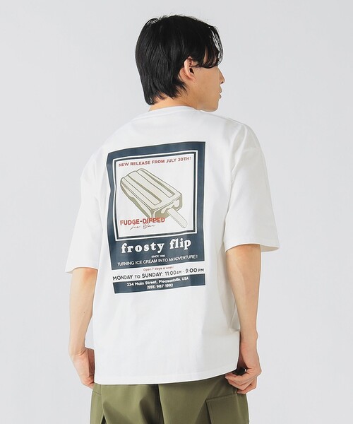 アイスクリーム グラフィックロゴプリントTシャツ ホワイト セール】【ユニセックス】アイスクリーム バッグプリント T