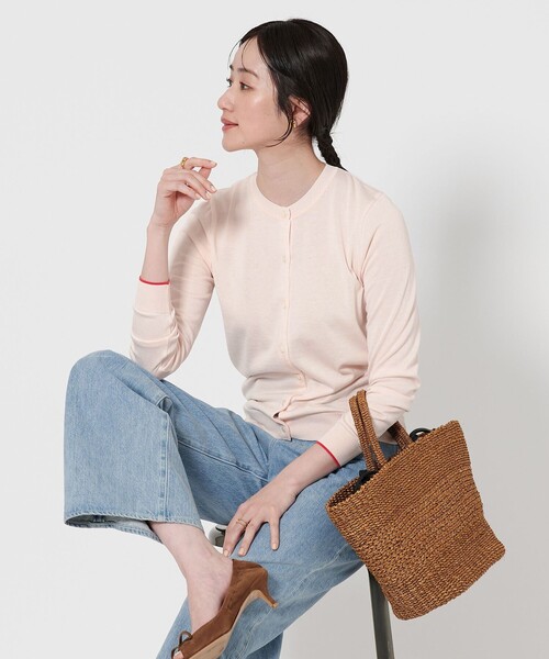 【今期】UNITED ARROWS シルク コットン カーディガン セール】コットンシルク 18G クルーネック カーディガン